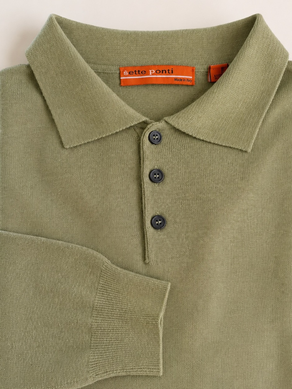 S - Sette Ponti Made in Italy Knit Polo Sweater – Sage Green Small
